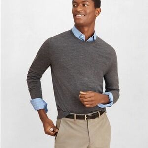 Brooks Brothers Crew Neck Gray Merino Sweater